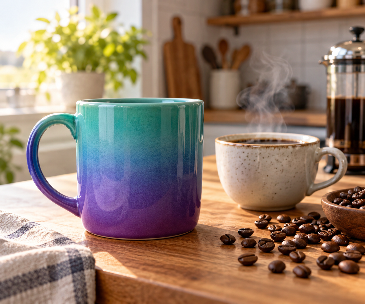 gradient ceramic mug gift ideas showing vibrant color gradient design