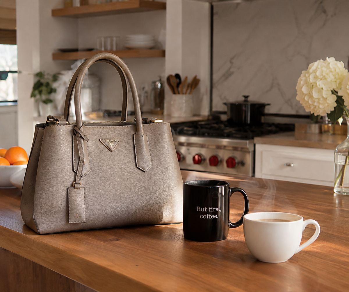 handbag vs coffee mug comparison showing differences in design and use for carrying beverages