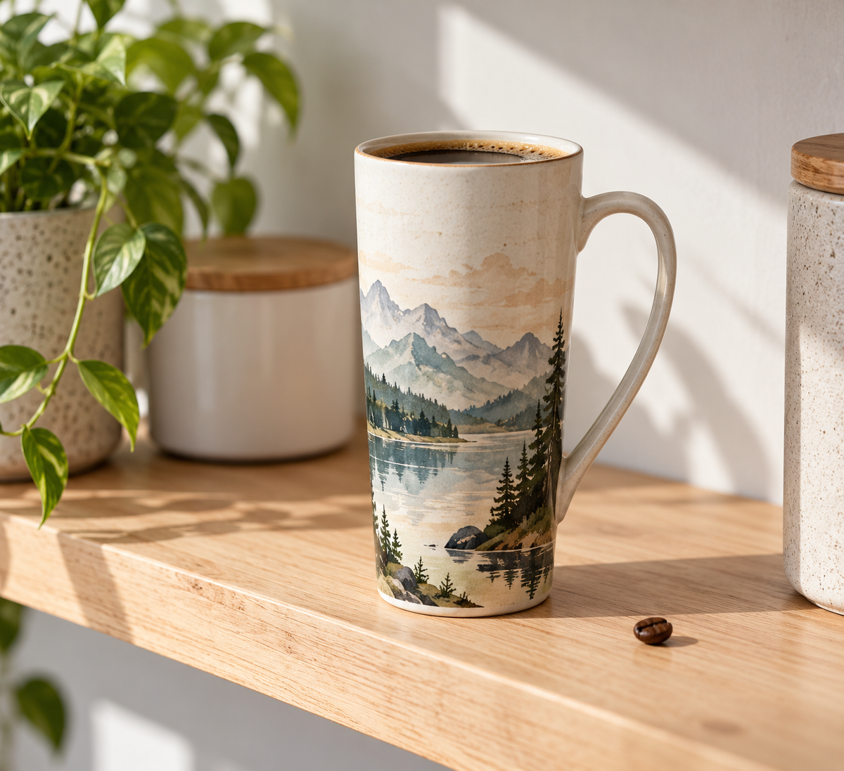home decor tall mug on shelf for home decor enthusiasts