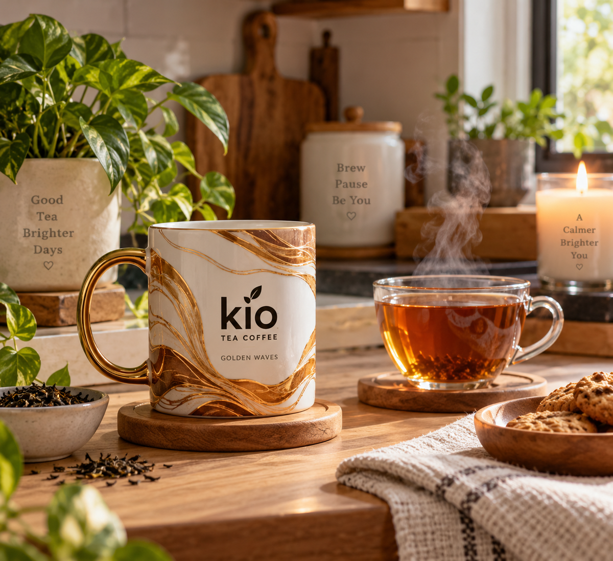 kio tea coffee mug for home decor displayed in a stylish home setting