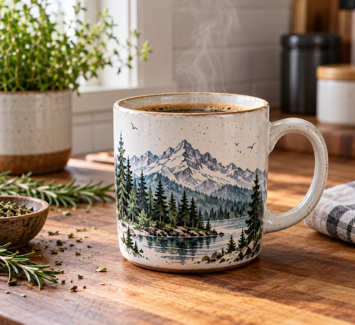Landscape coffee mugs for coffee lovers home decor with scenic natural prints on ceramic