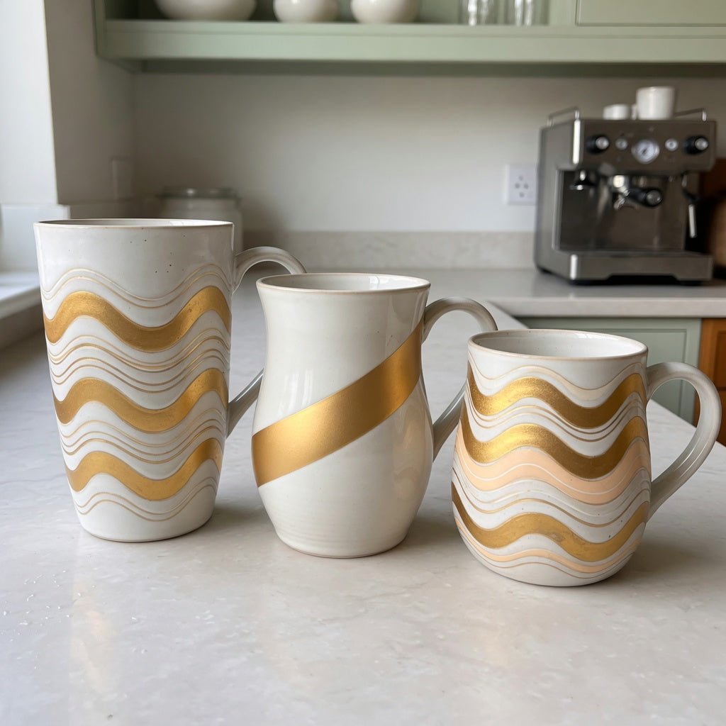 Side-by-side large decorative coffee mugs current product facts comparison of 400, 440, and 480 ml ceramic designs