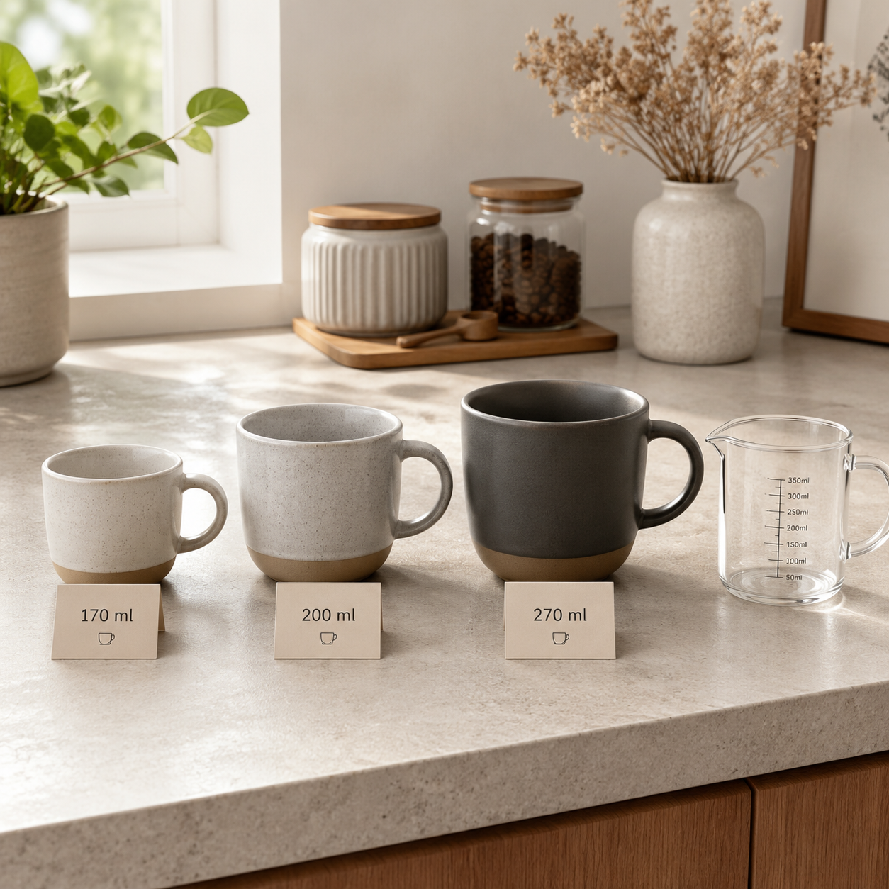 Three CoffeifyMug options compared as a lungo coffee cup choice by 170 ml, 200 ml, and 270 ml capacity.