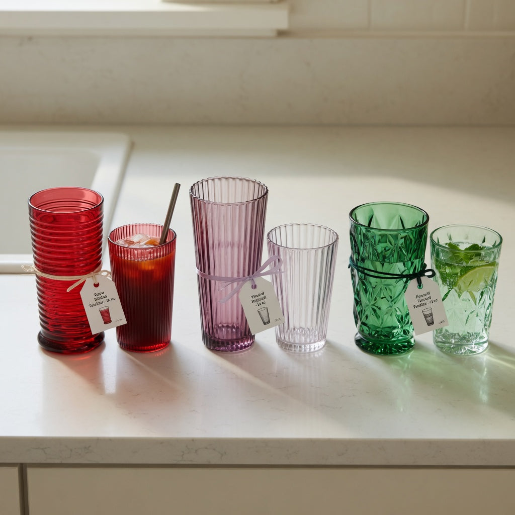 Side-by-side lungo coffee cup current product facts comparison for the Retro 170 ml, Pleated 200 ml, and Emerald 270 ml listings