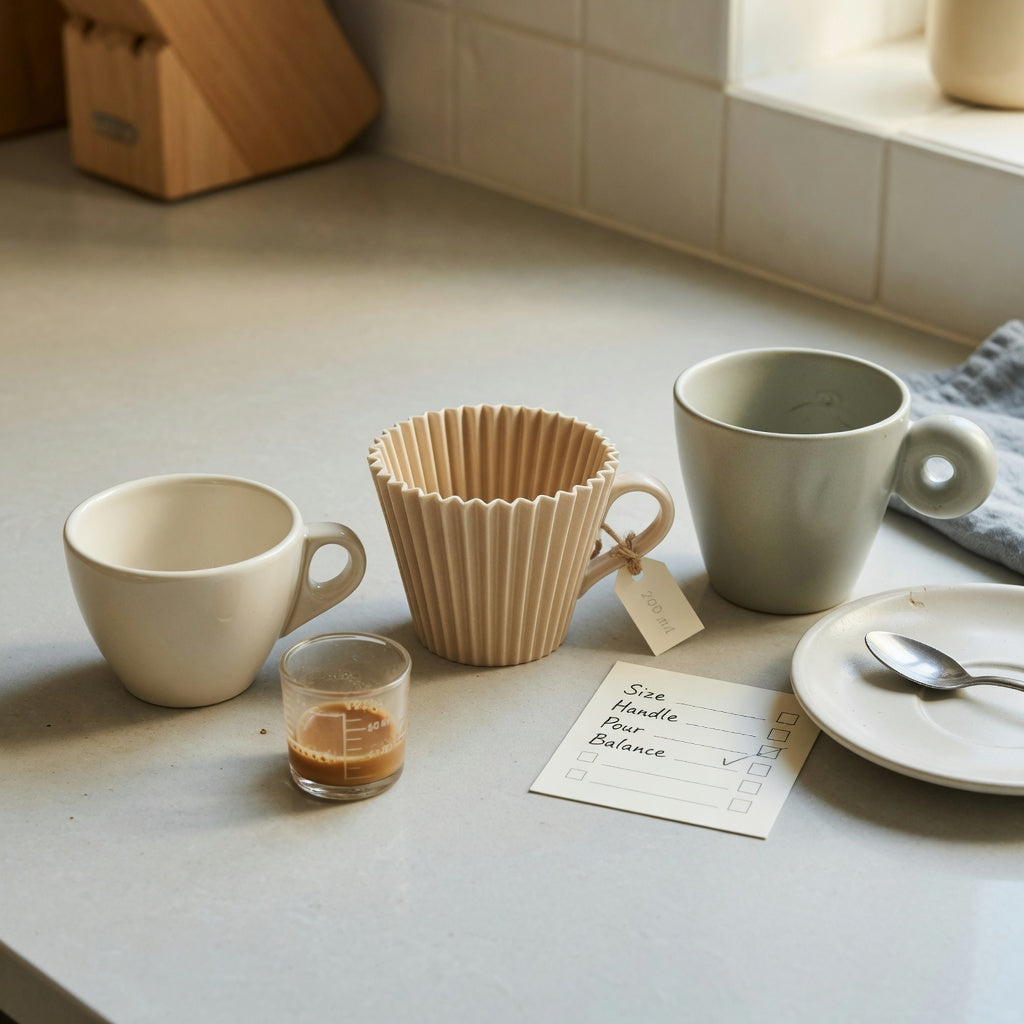 Three compact cup styles compared for a macchiato cup first time buyer product shortlist guide, with 170 ml, 200 ml, and 250 ml options