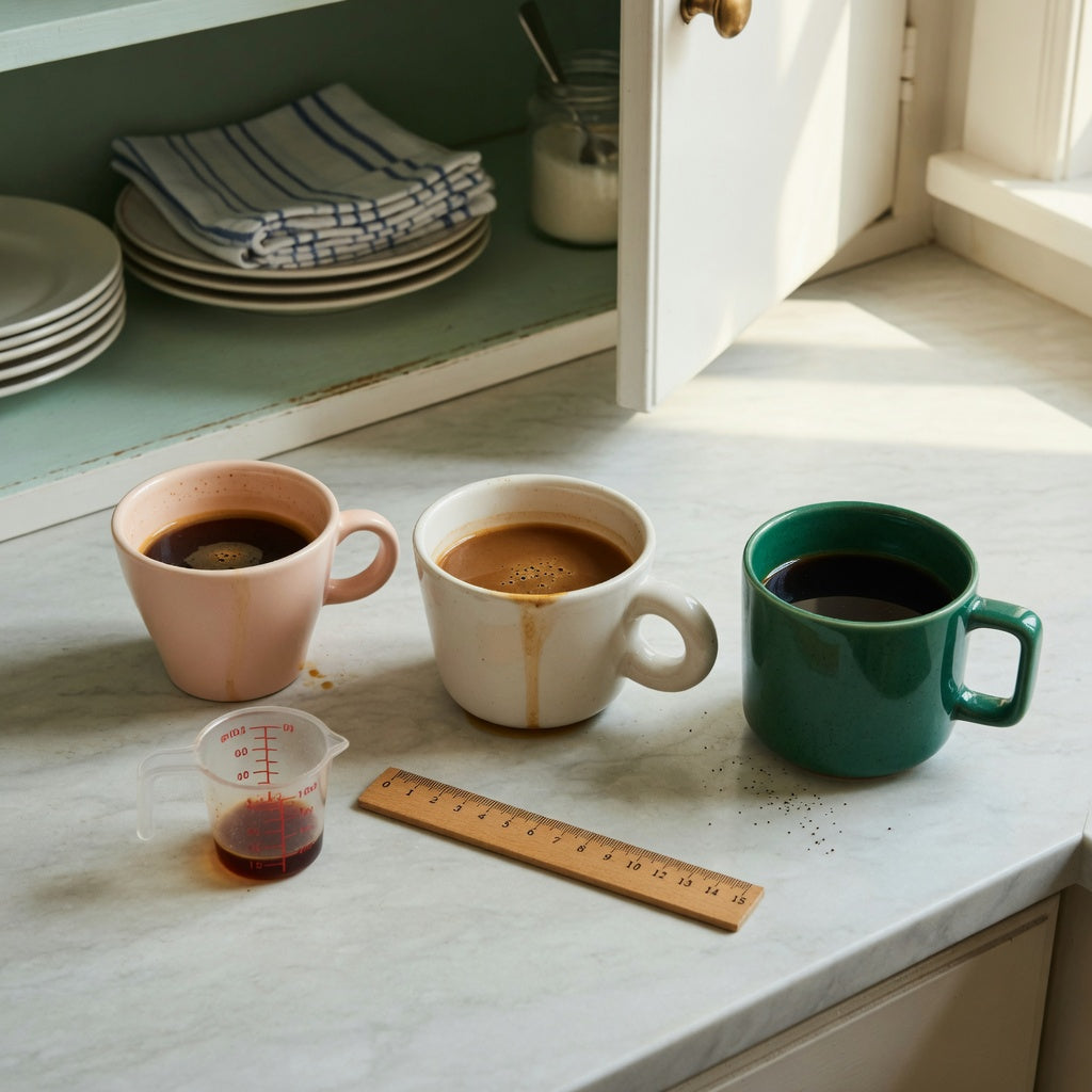 Piccolo cup first time buyer product shortlist guide comparing 170 ml, 250 ml ball-handle, and 270 ml cups on a kitchen counter