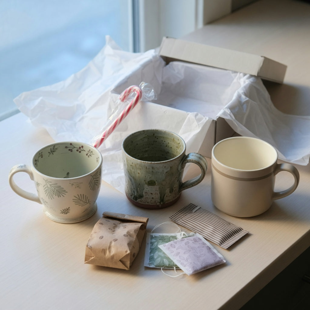 Unique Christmas coffee tea mug gifts compared with coffee, tea, cocoa, and protective gift packing