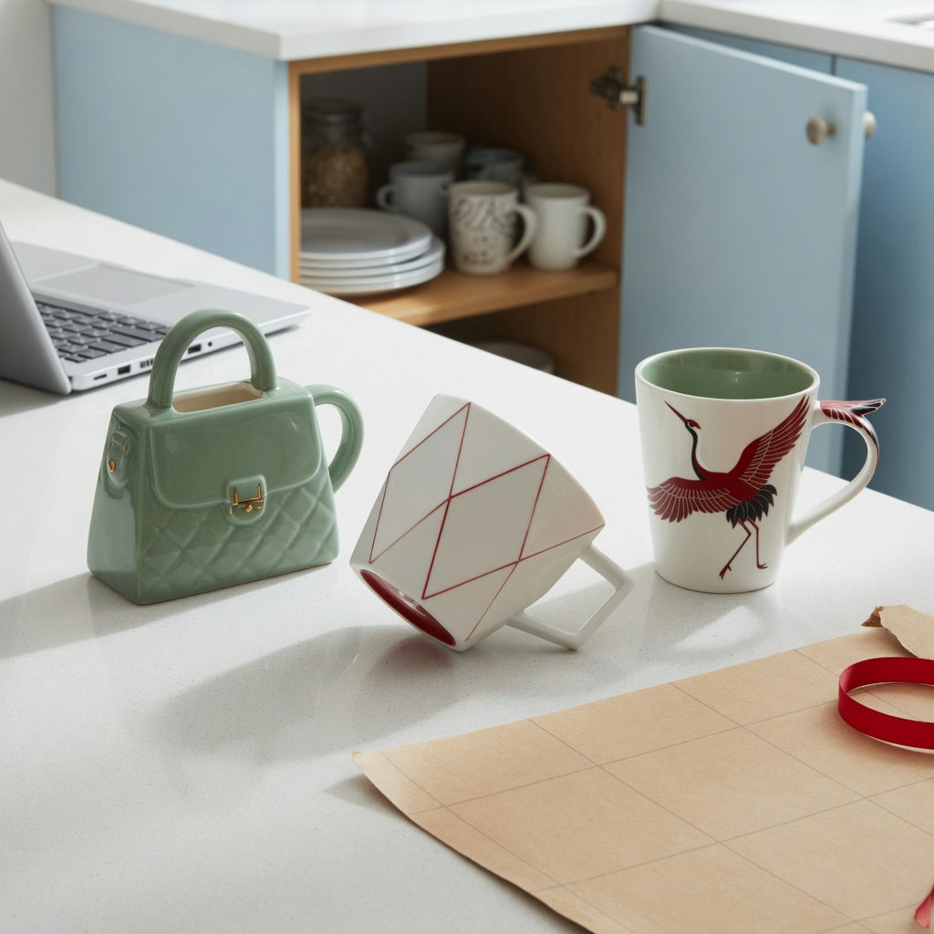 Handbag, rhombus, and crane mugs compared in the unique coffee mugs for gifts gift choice product shortlist guide