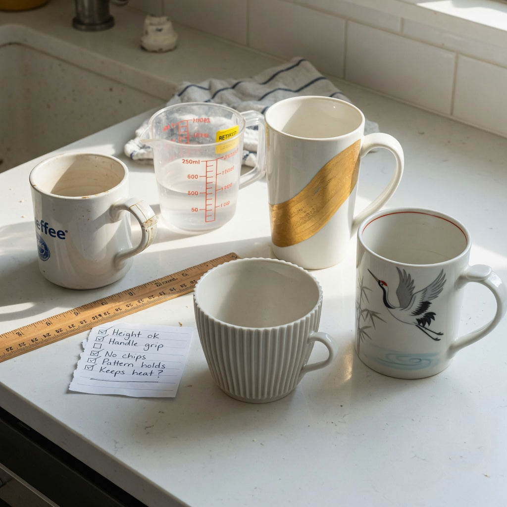 white pottery coffee mugs replacement purchase practical purchase checklist with tall golden waves, pleated, and crane mug options