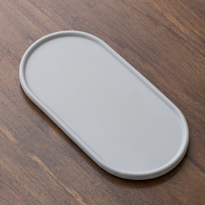 White oval ceramic tea tray