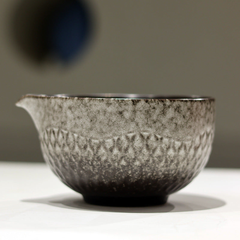 Charcoal White bowl close-up showing contrasting reactive texture in natural light