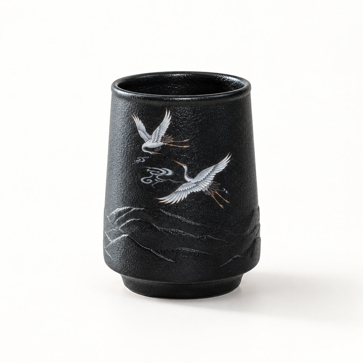 Black / Crane Blessing stoneware mug variant