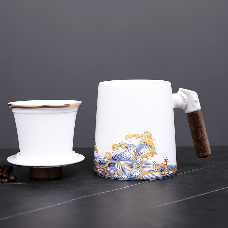 White Golden Waves Coffee & Tea Mug - CoffeifyMug